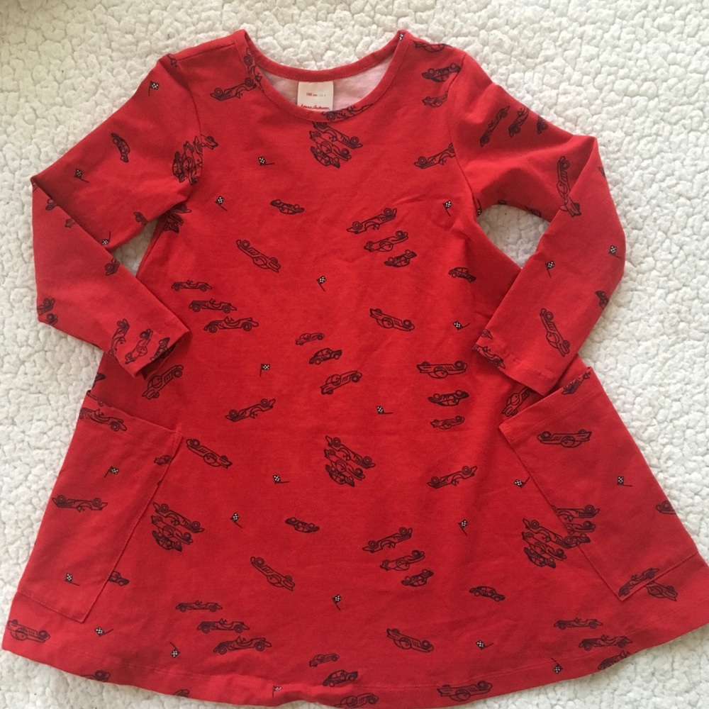 Hanna Andersson race car dress w/pockets Sz 100/4